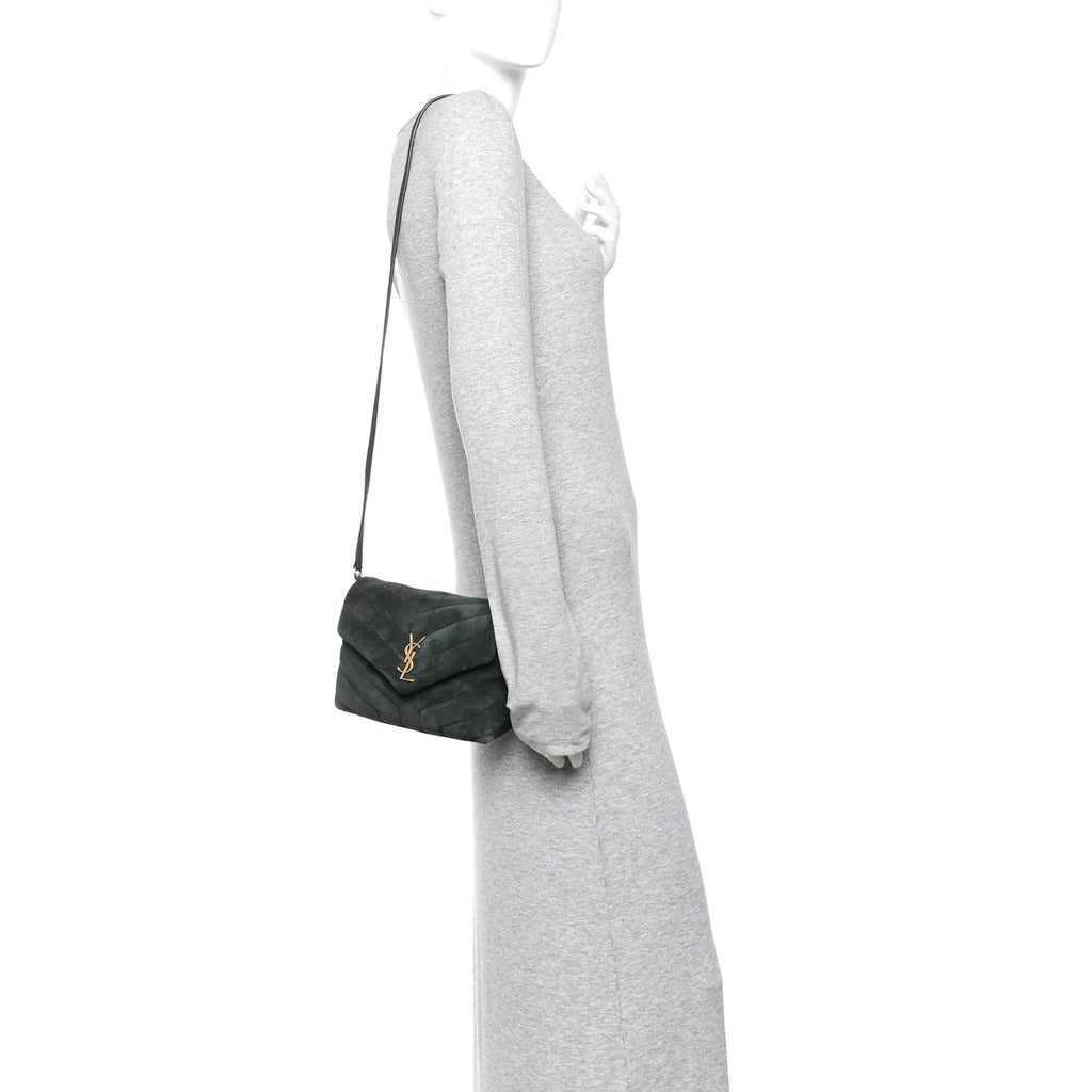 Suede Y Quilted Monogram Toy Loulou Crossbody Bag Dark Forest