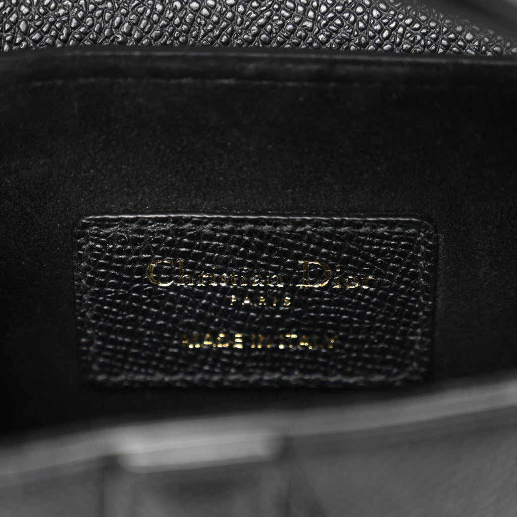 Grained Calfskin Mini Saddle Bag With Strap Black