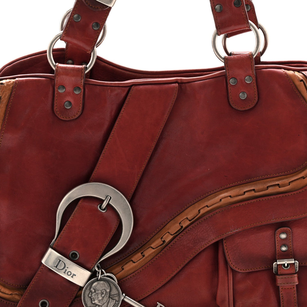 Calfskin Large Gaucho Double Saddle Bag Red