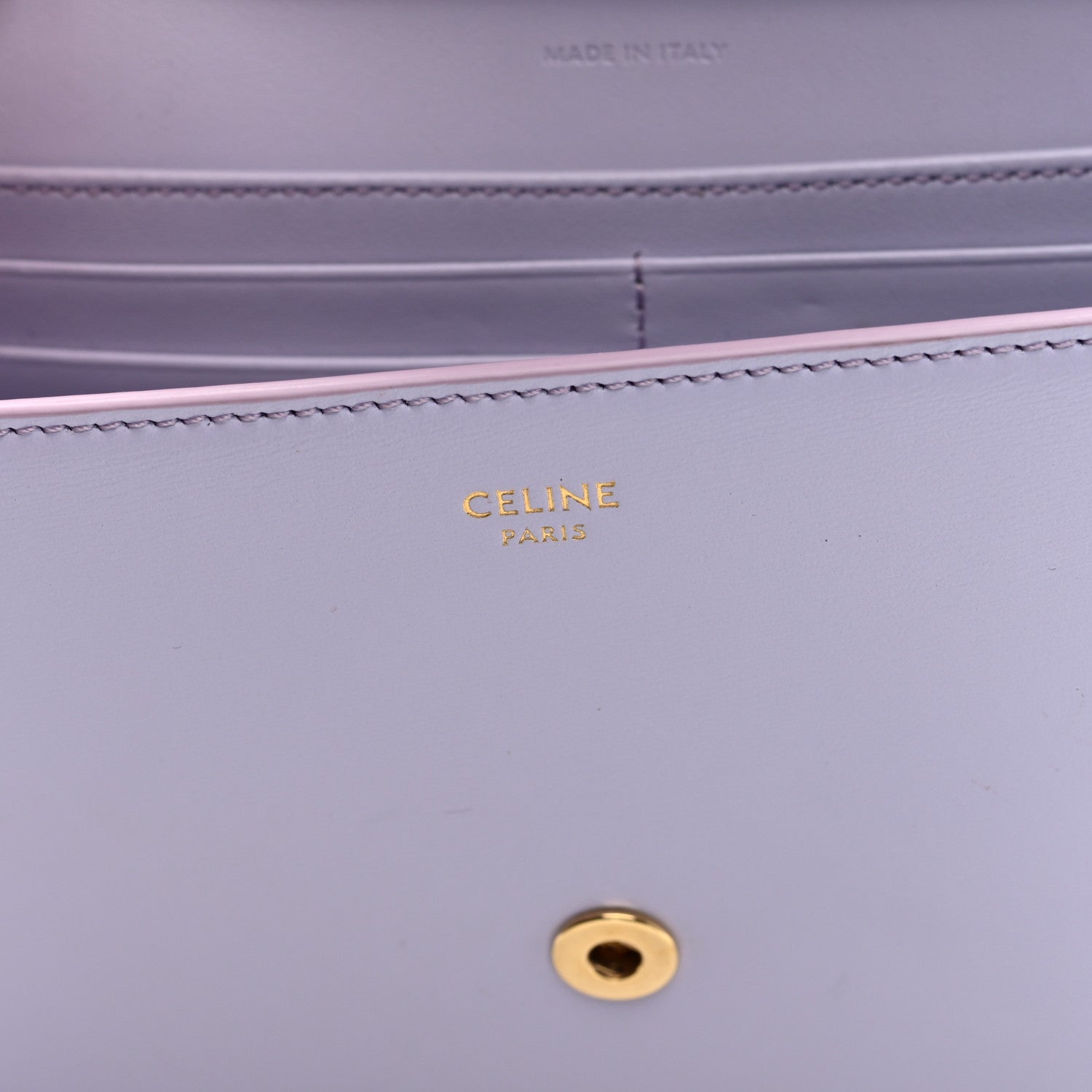 Shiny Calfskin Triomphe Margo Wallet on Chain Light Lavender