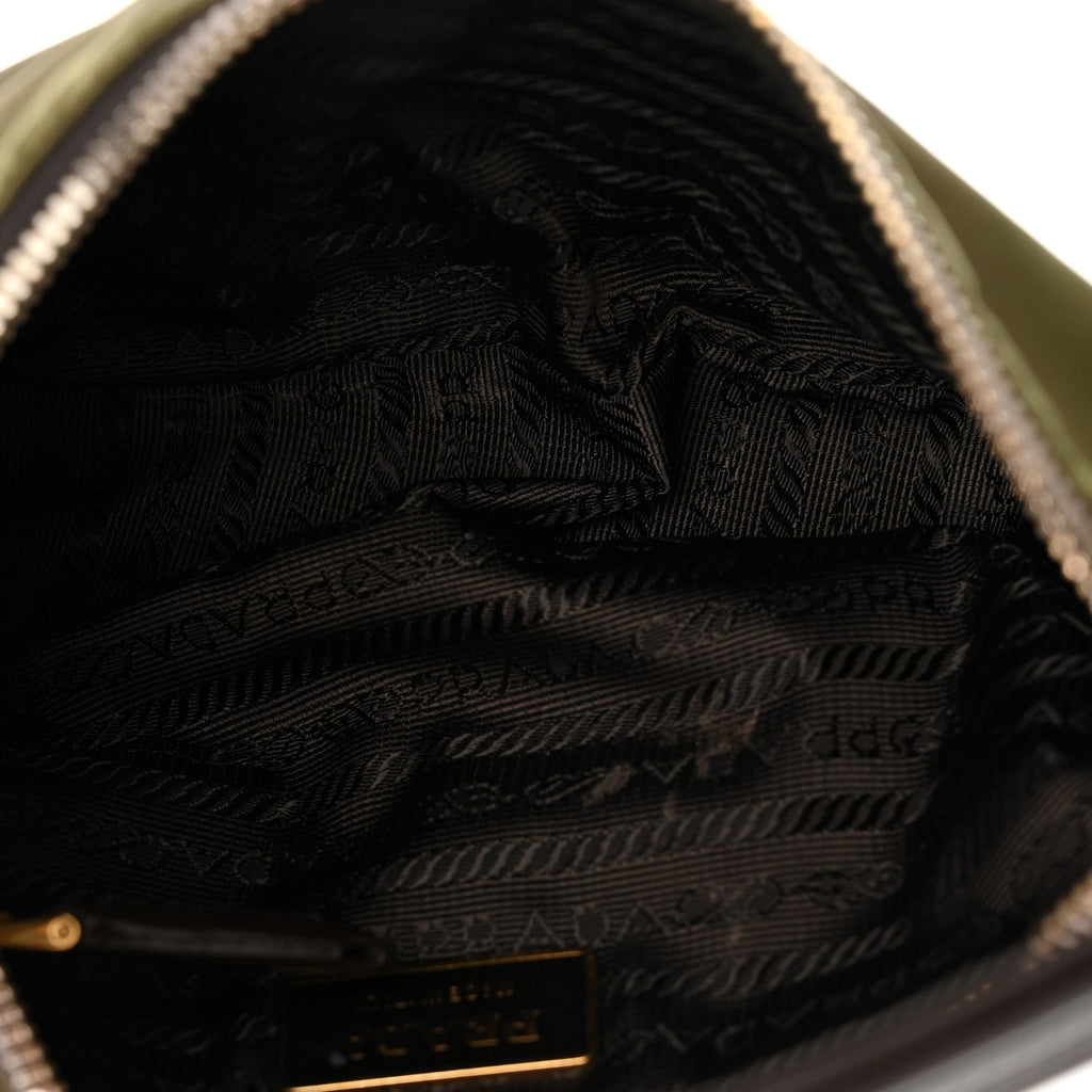 Tessuto Nylon Soft Calf Shoulder Bag Green Brown