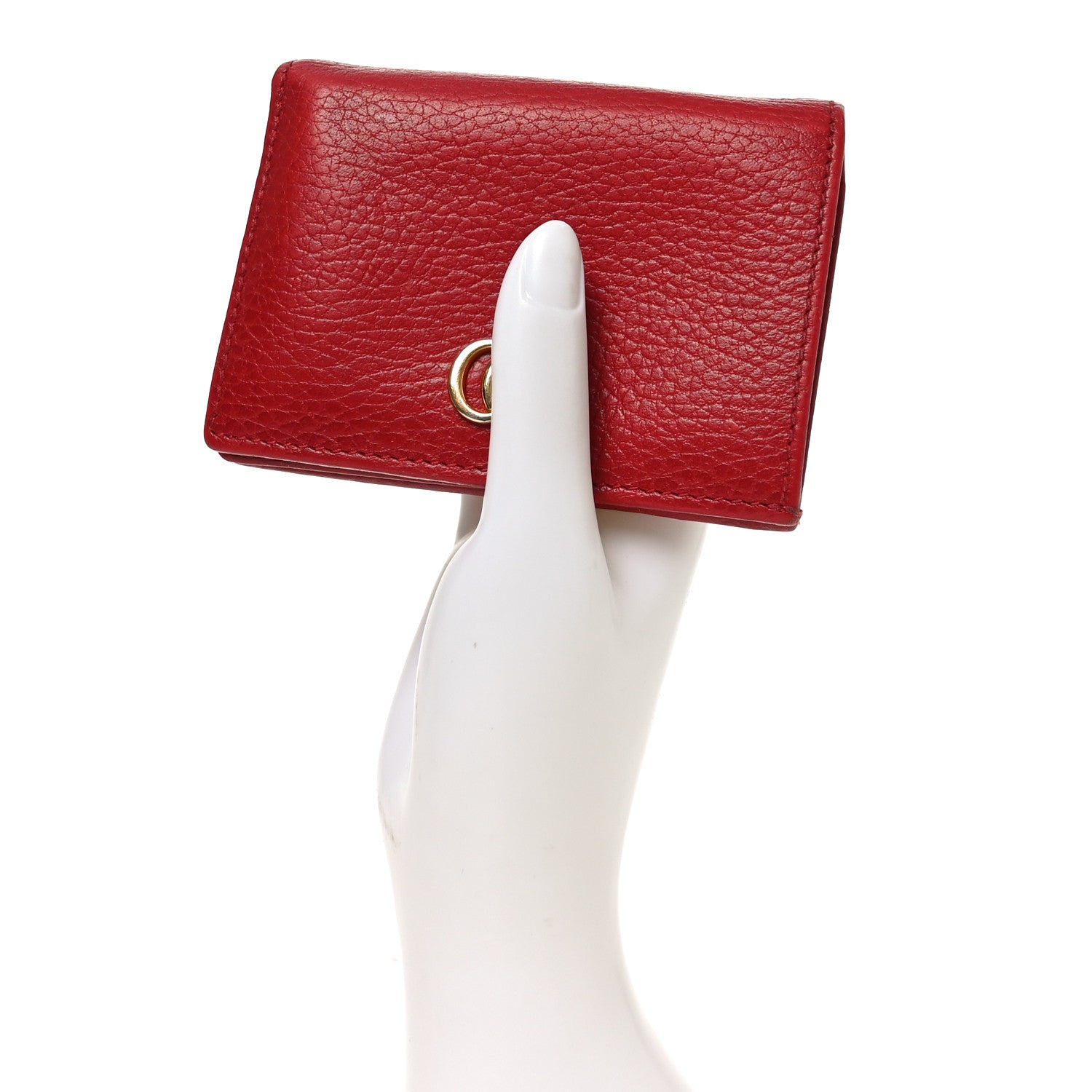 Pebbled Calfskin GG Marmont  Case Hibiscus Red