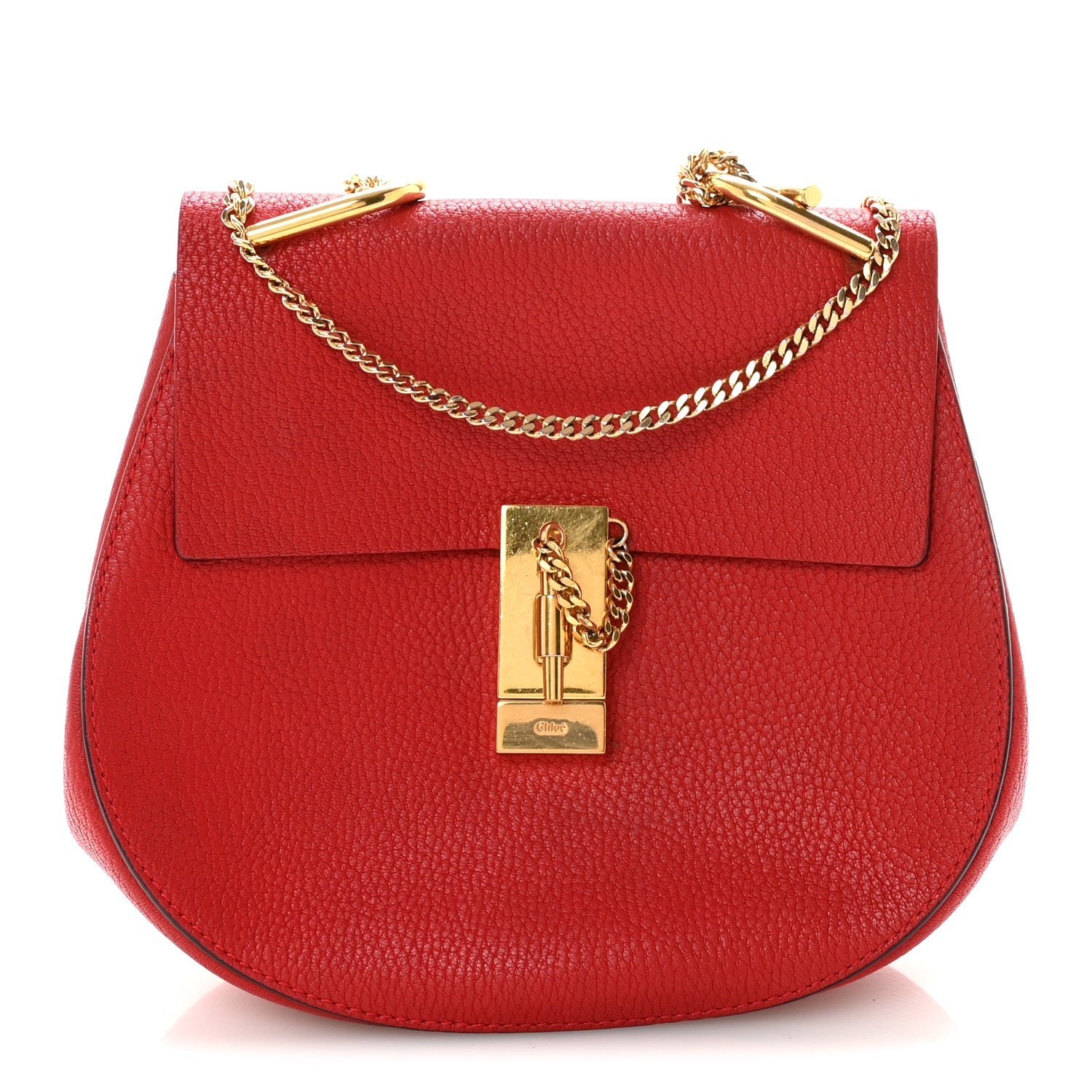 Grained Lambskin Drew Shoulder Bag Plaid Red