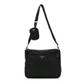 Re-Nylon Vela Saffiano Pocket Double Zip Messenger Bag Black