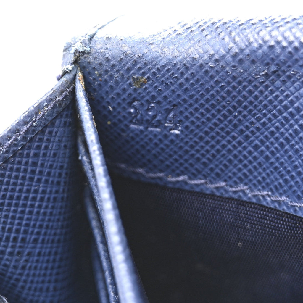 Saffiano Metal Bar Continental Flap Wallet Bluette