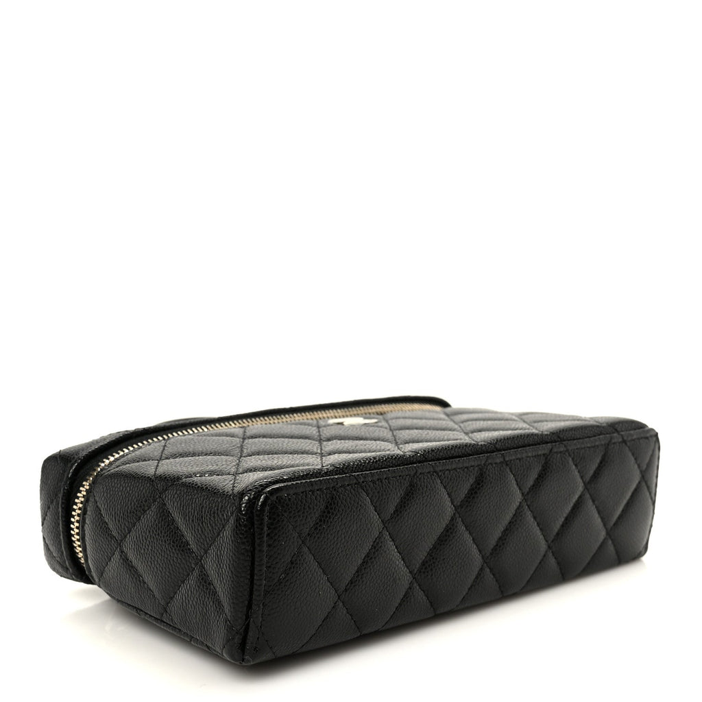 Caviar Quilted Top Handle Slim Vanity With Chain Black