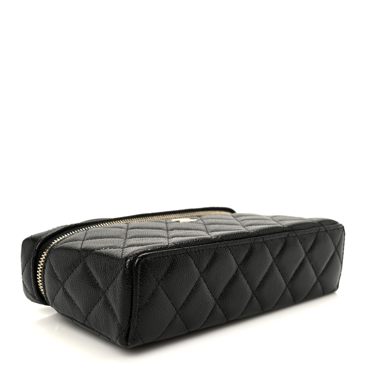Caviar Quilted Top Handle Slim Vanity With Chain Black