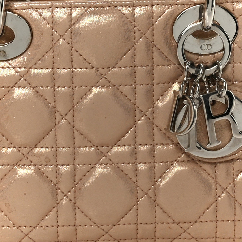Lambskin Cannage Mini Lady Dior Powder Beige