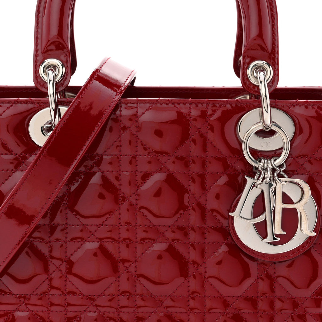 Patent Cannage Medium Lady Dior Red