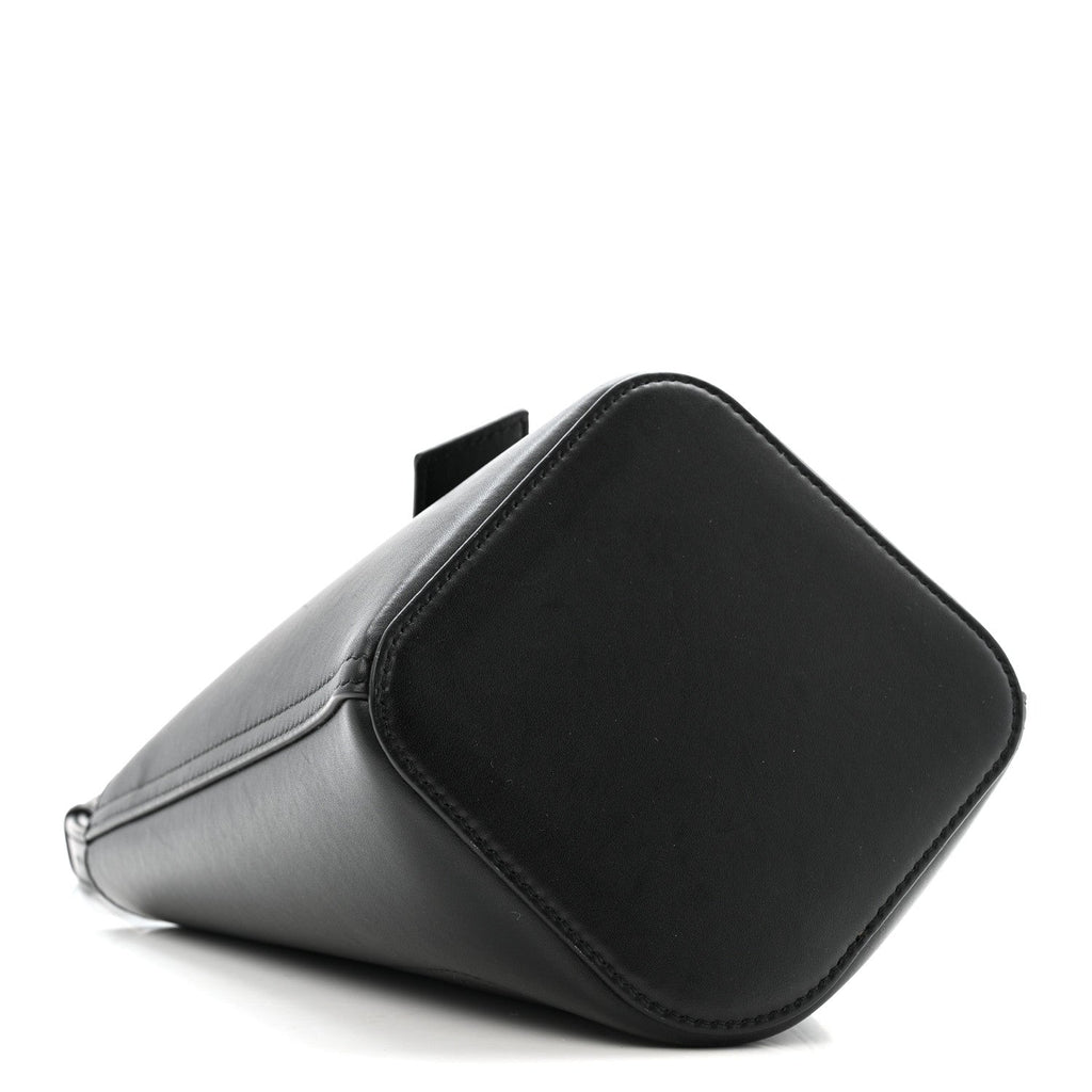 Smooth Calfskin Mini Pebble Bucket Bag Black