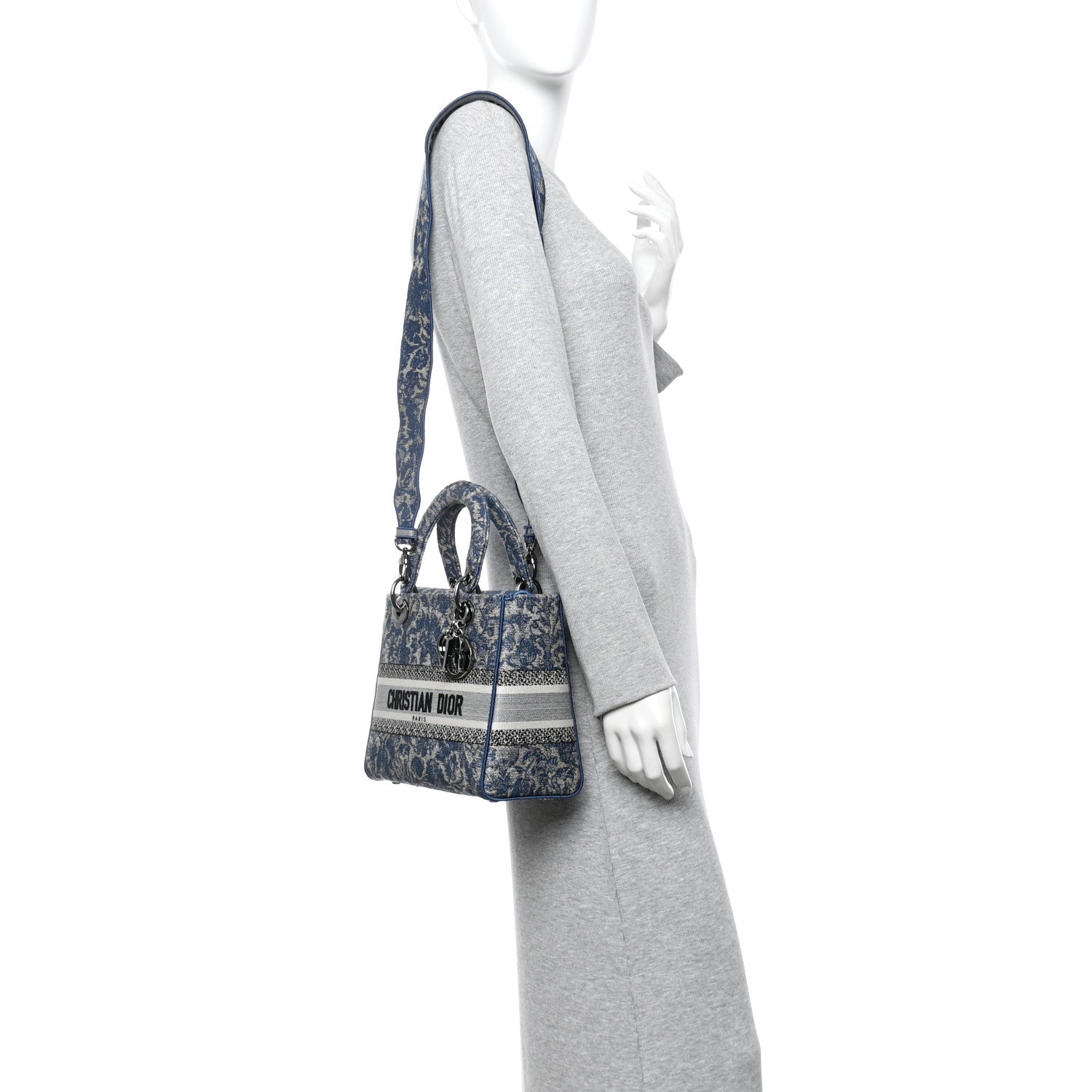 Canvas Embroidered Brocart Medium Lady D-Lite Blue