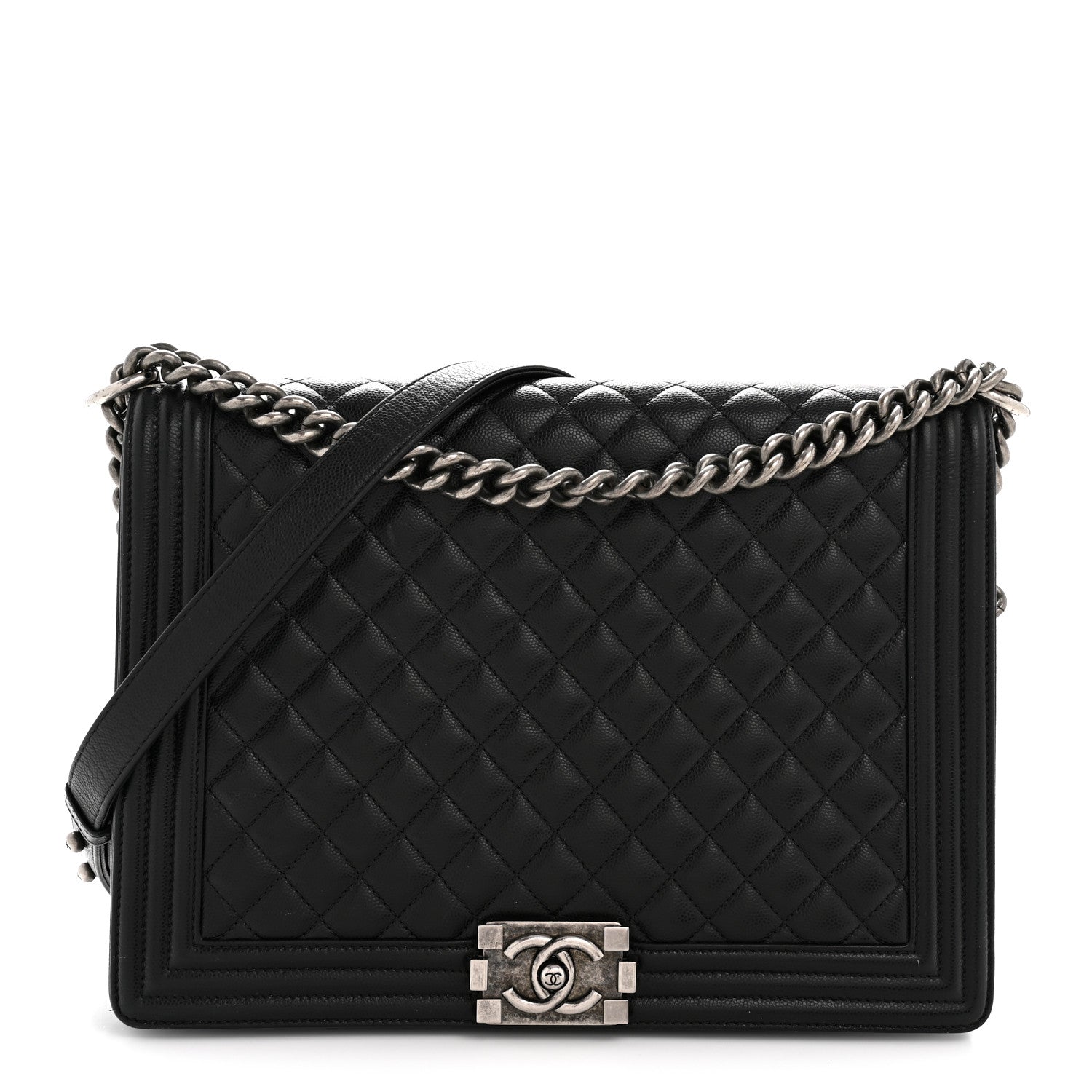Caviar Quilted Large Boy Flap Black