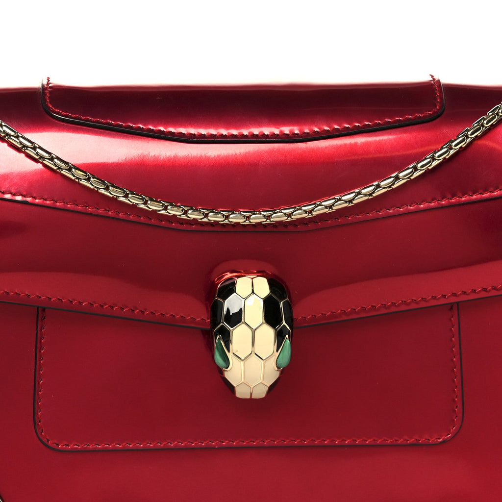 Metallic Calfskin Serpenti Forever Shoulder Bag Red