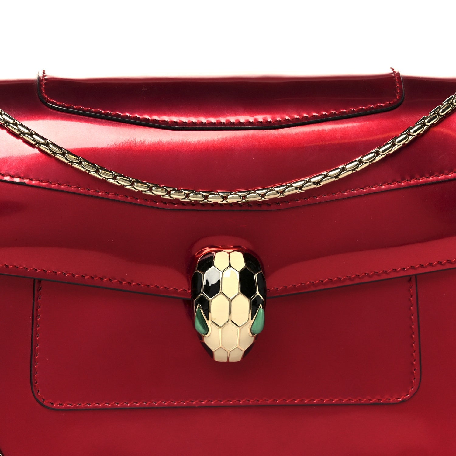 Metallic Calfskin Serpenti Forever Shoulder Bag Red