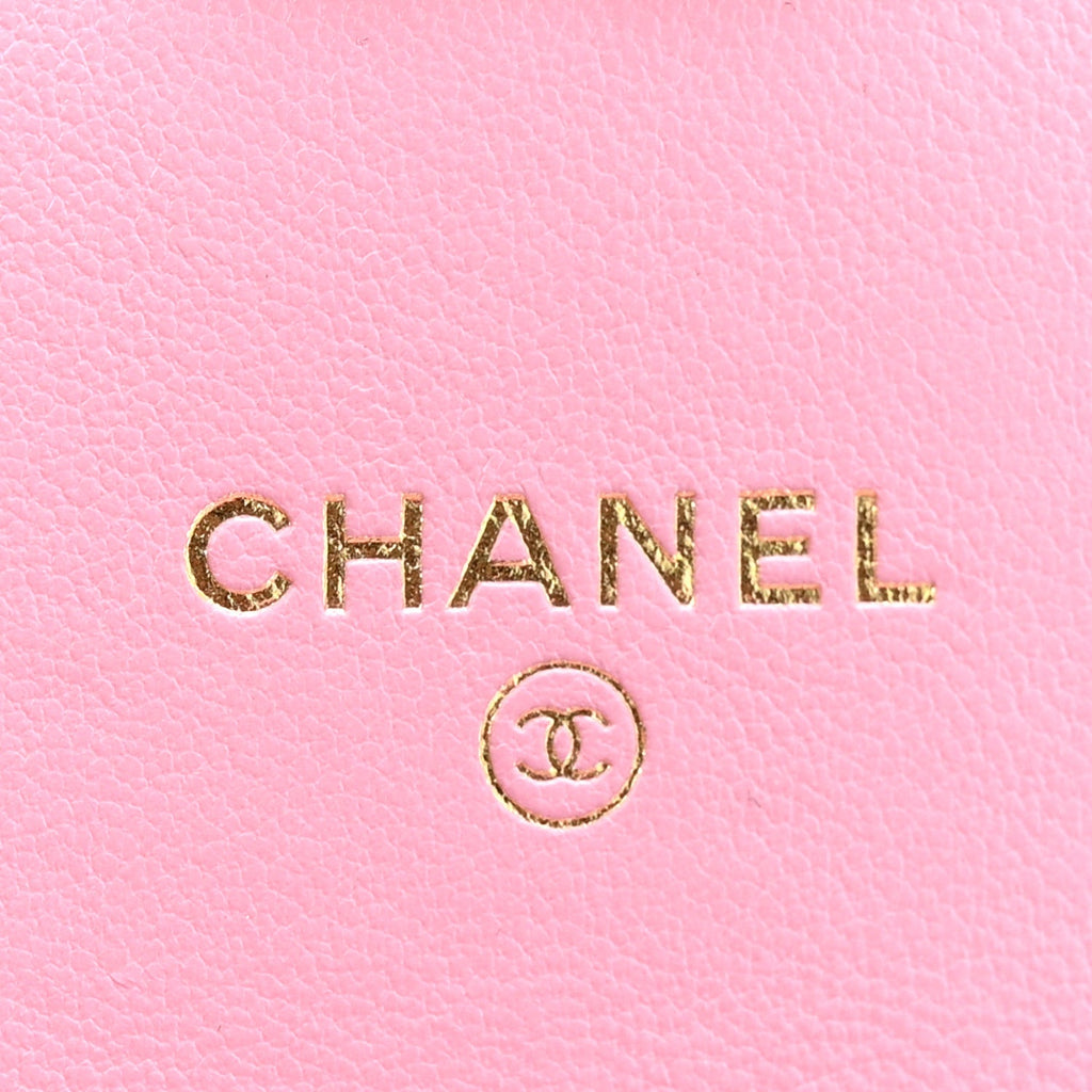 Lambskin Quilted Lacquered Chain Phone Holder With Chain Dark Pink