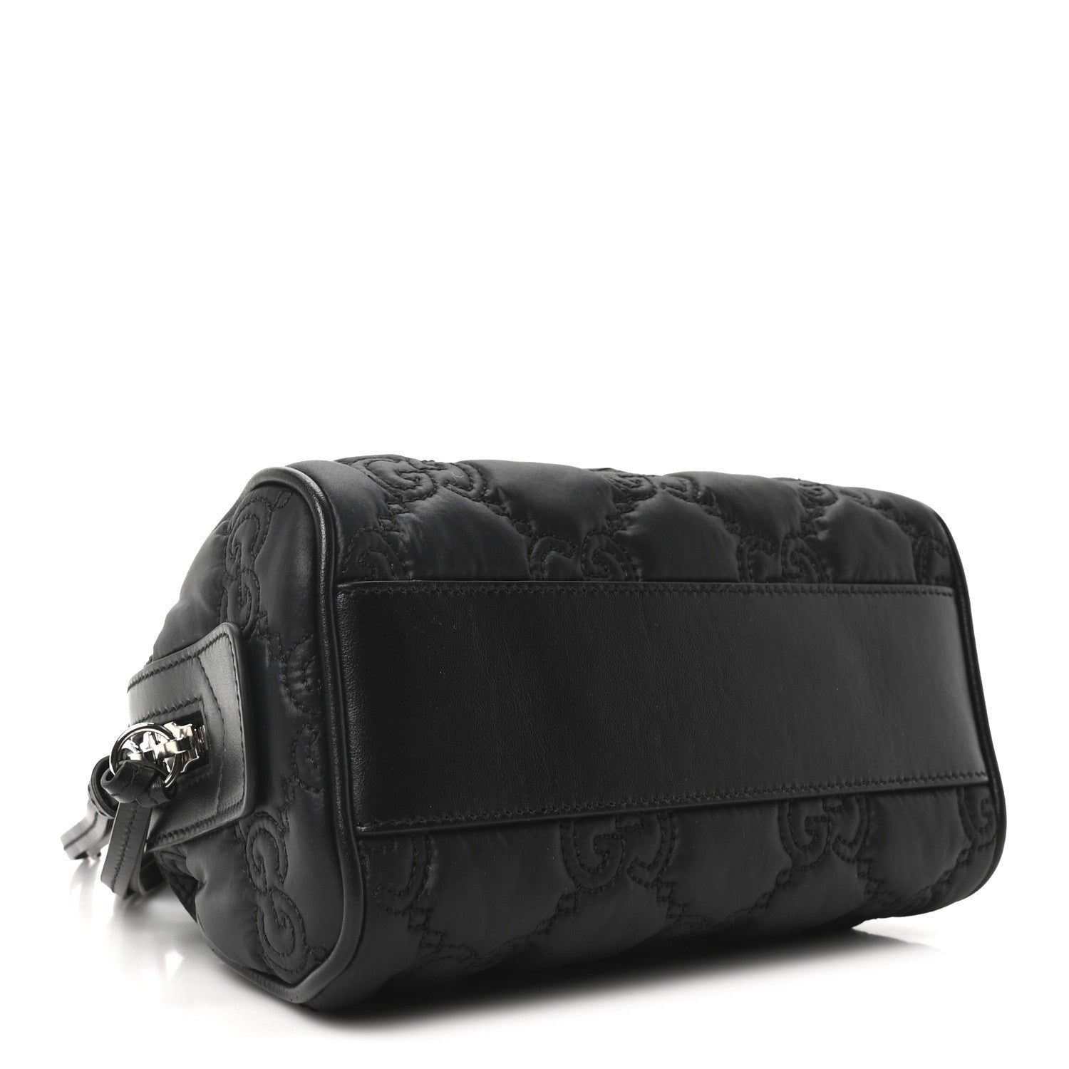 Nylon Calfskin Enamel GG Matelasse Mini Bowler Bag Black