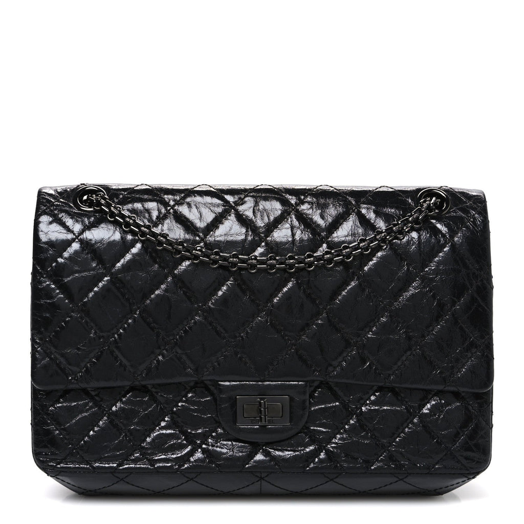 Metallic Aged Calfskin Quilted 2.55 Reissue 226 Flap So Black