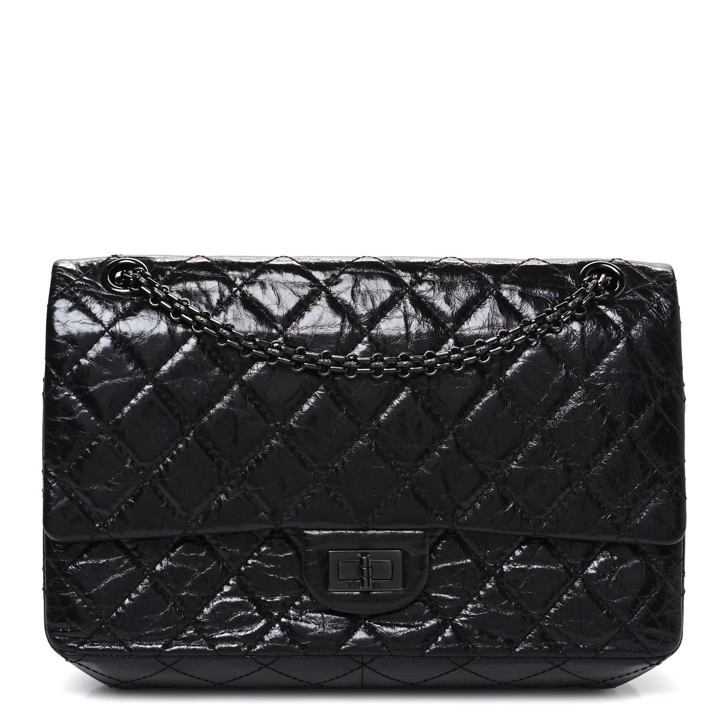 Metallic Aged Calfskin Quilted 2.55 Reissue 226 Flap So Black