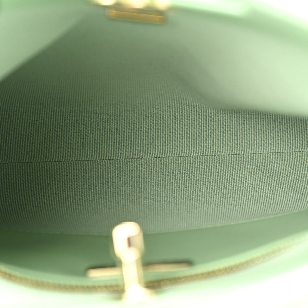 Shiny Lambskin Quilted Mini 31 Shopping Bag Light Green