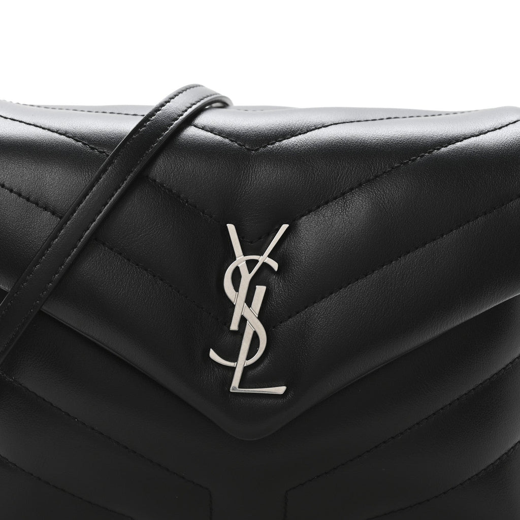 Calfskin Y Quilted Monogram Toy Loulou Crossbody Bag Black