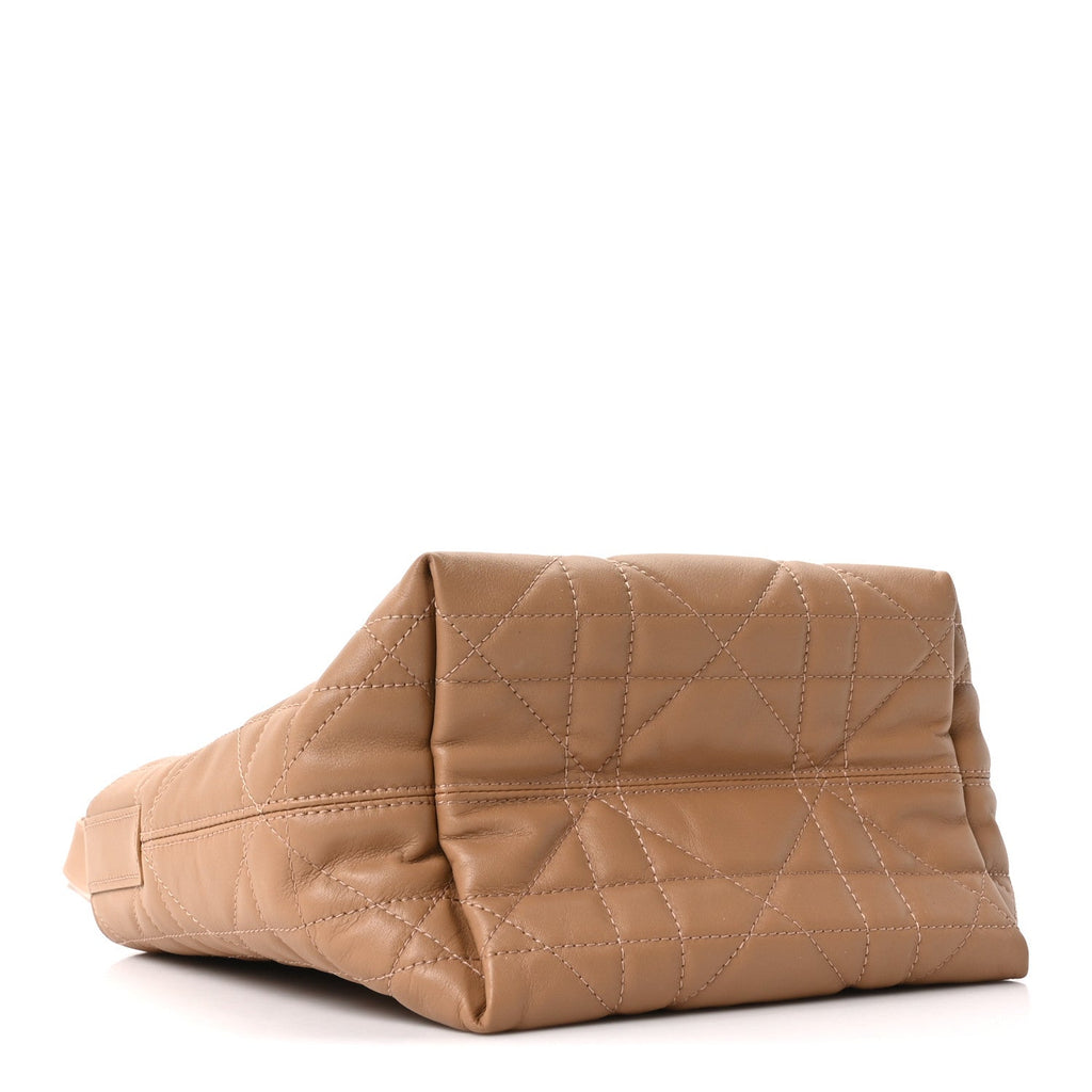 Calfskin Macrocannage Small Toujours Vertical Beige