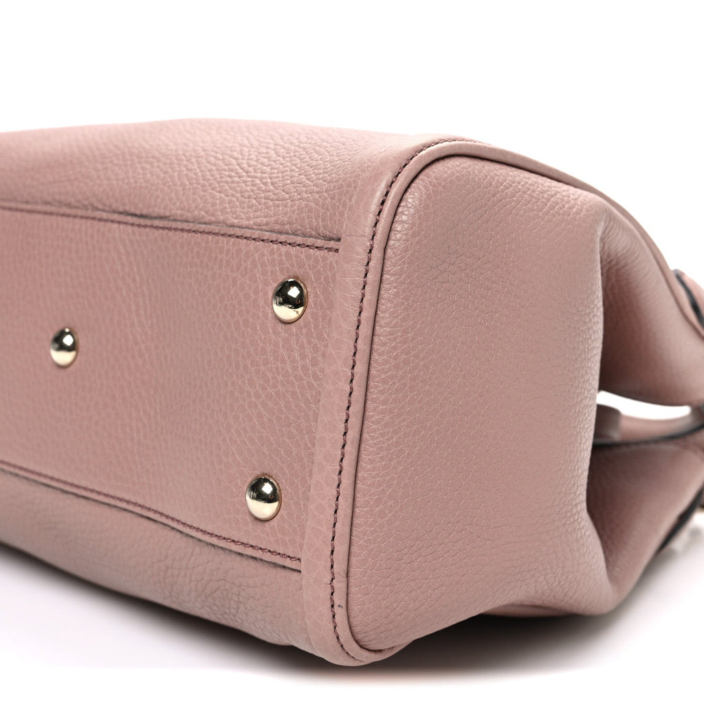 Pebbled Calfskin Small Soho Shoulder Bag Light Pink