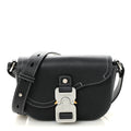 Grained Calfskin Saddle Messenger Bag With Strap Black