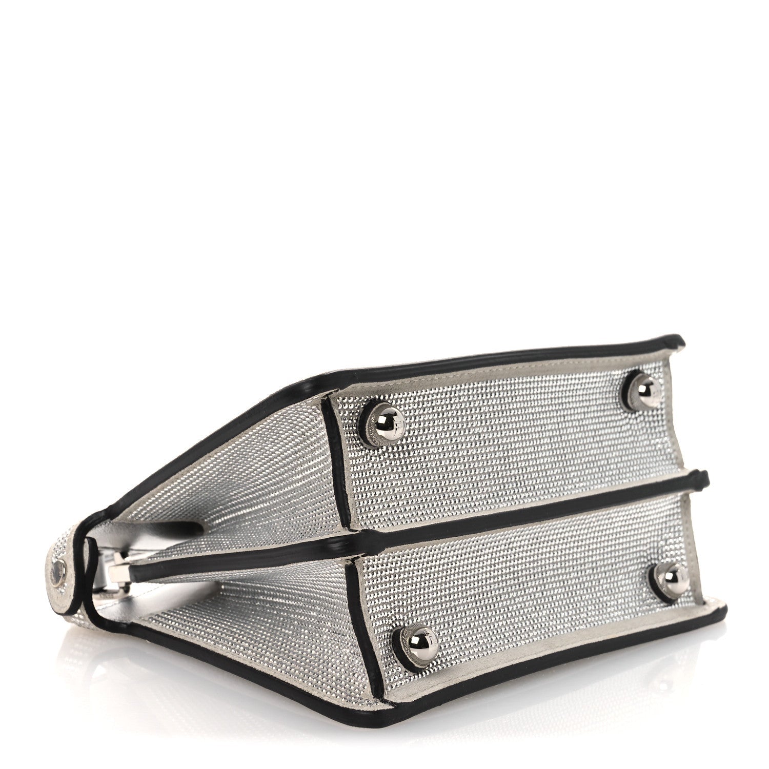 Crystal Vitello Laminato FF Petite Peekaboo I SEE U Satchel Crystal Argento