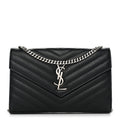 Grain De Poudre Matelasse Chevron Monogram Chain Wallet  Black