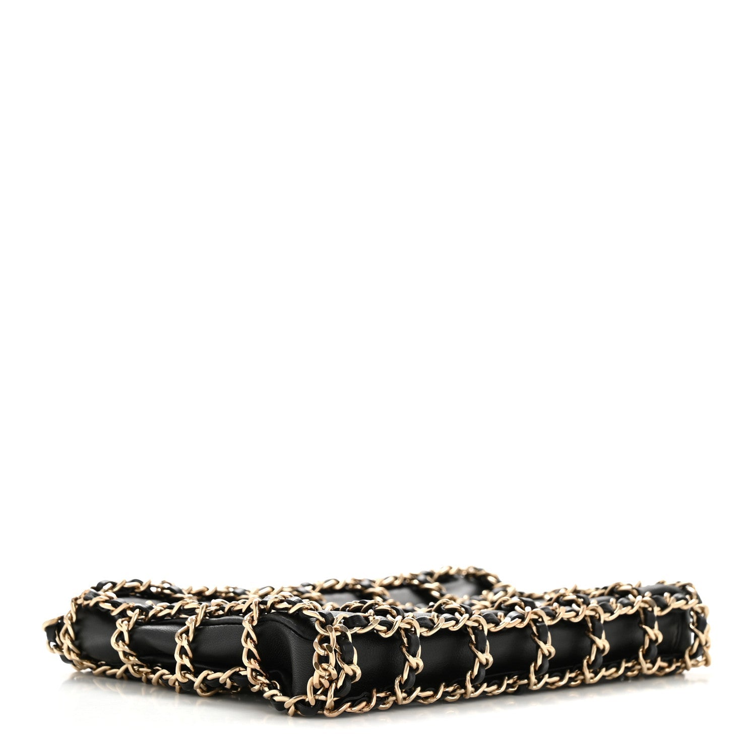 Lambskin Chain Frame Shoulder Bag Black