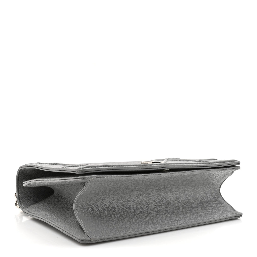 Grained Calfskin Medium Diorama Flap Bag Gris