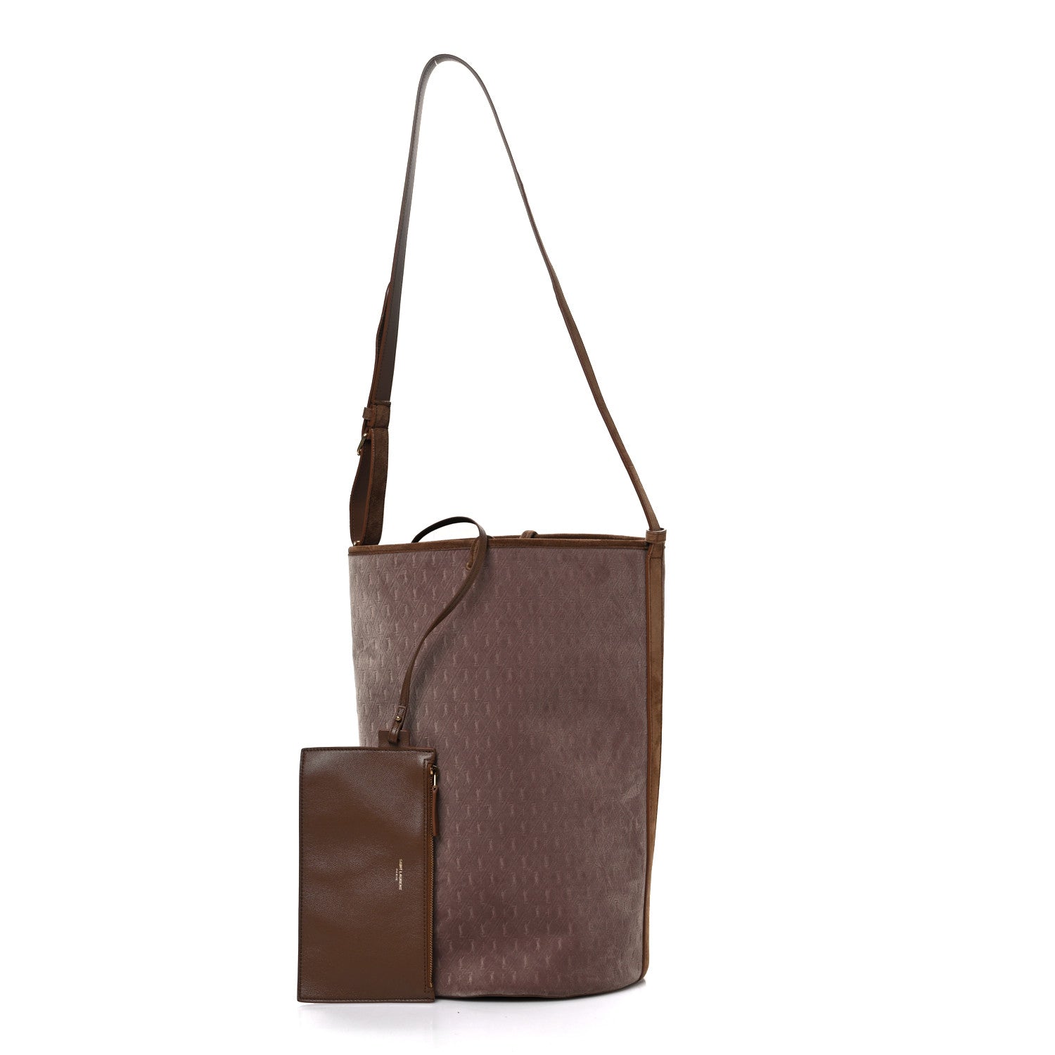 Velvet Suede Le Monogramme Bucket Bag Warm Tan Red Cigar