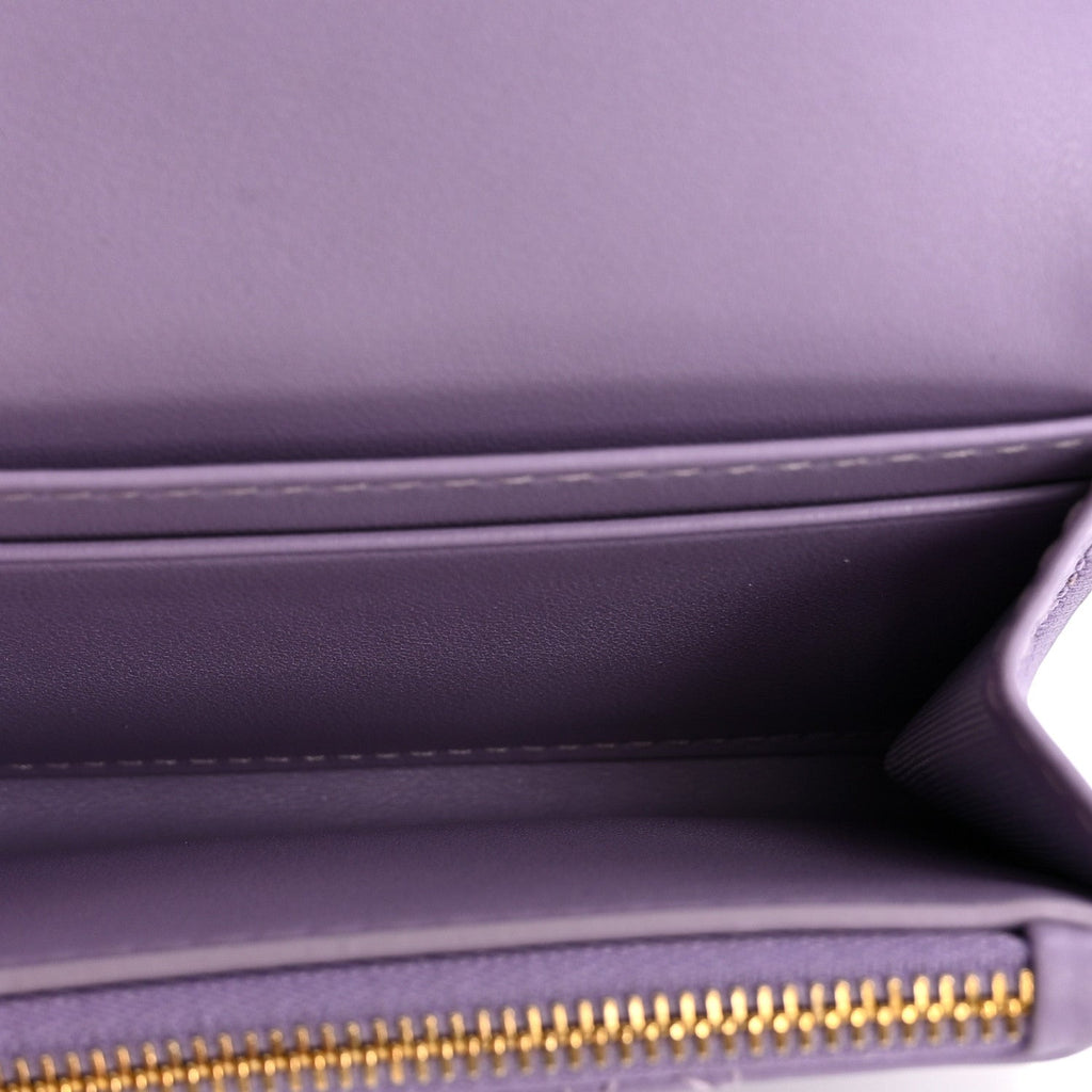 Lambskin Cannage Miss Dior Glycine Wallet Purple