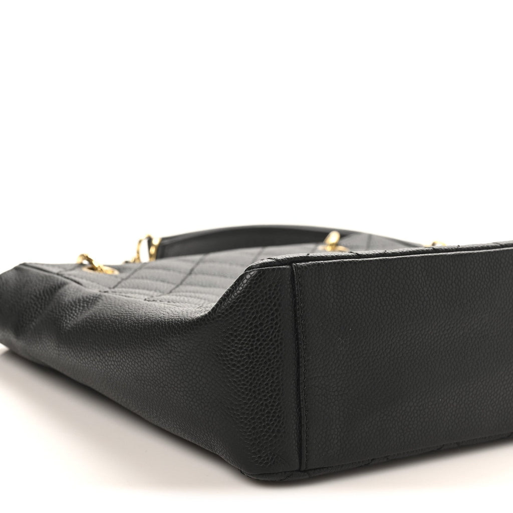 Caviar Quilted Petit Shopping Tote PST Black