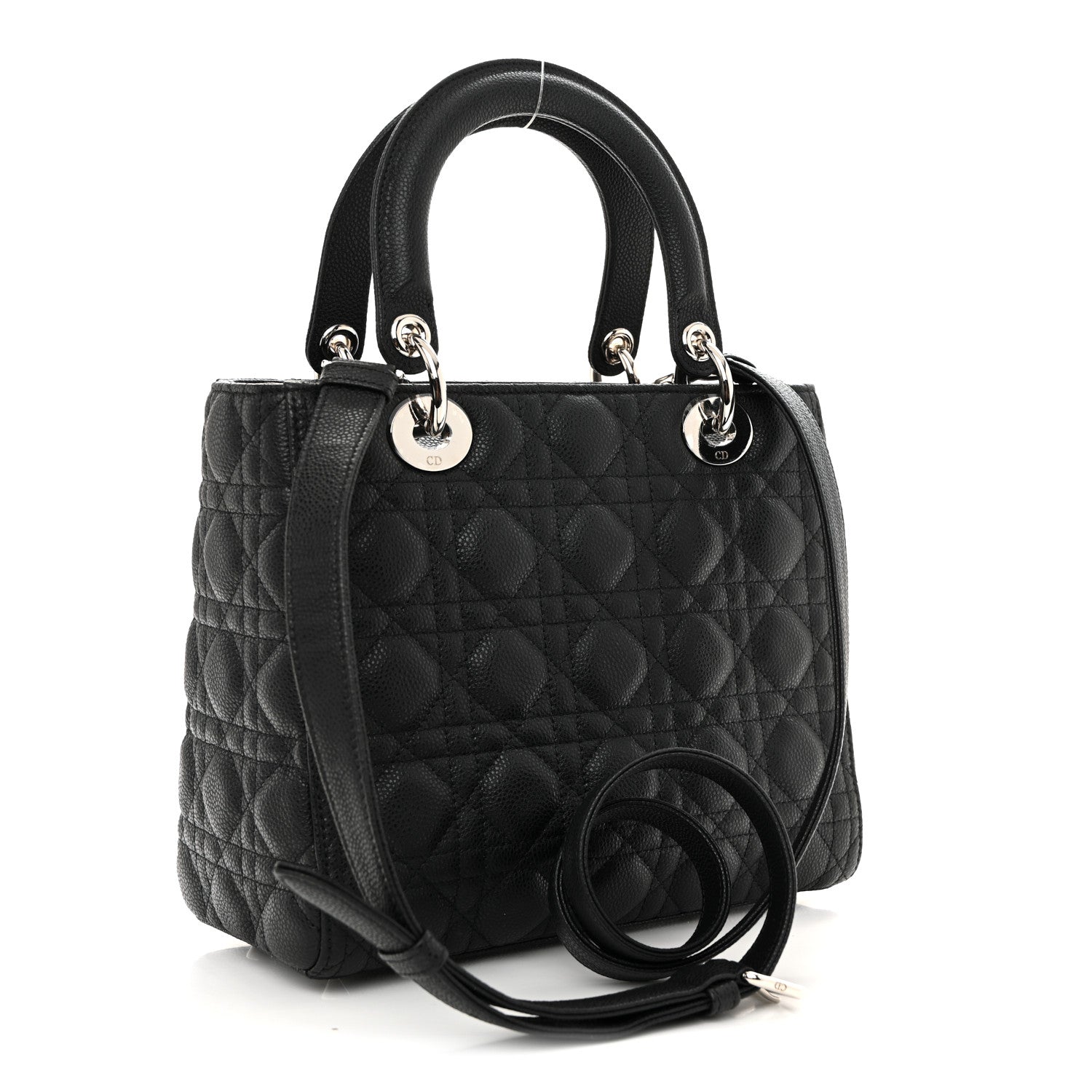 Grained Calfskin Cannage Medium Lady Dior Black