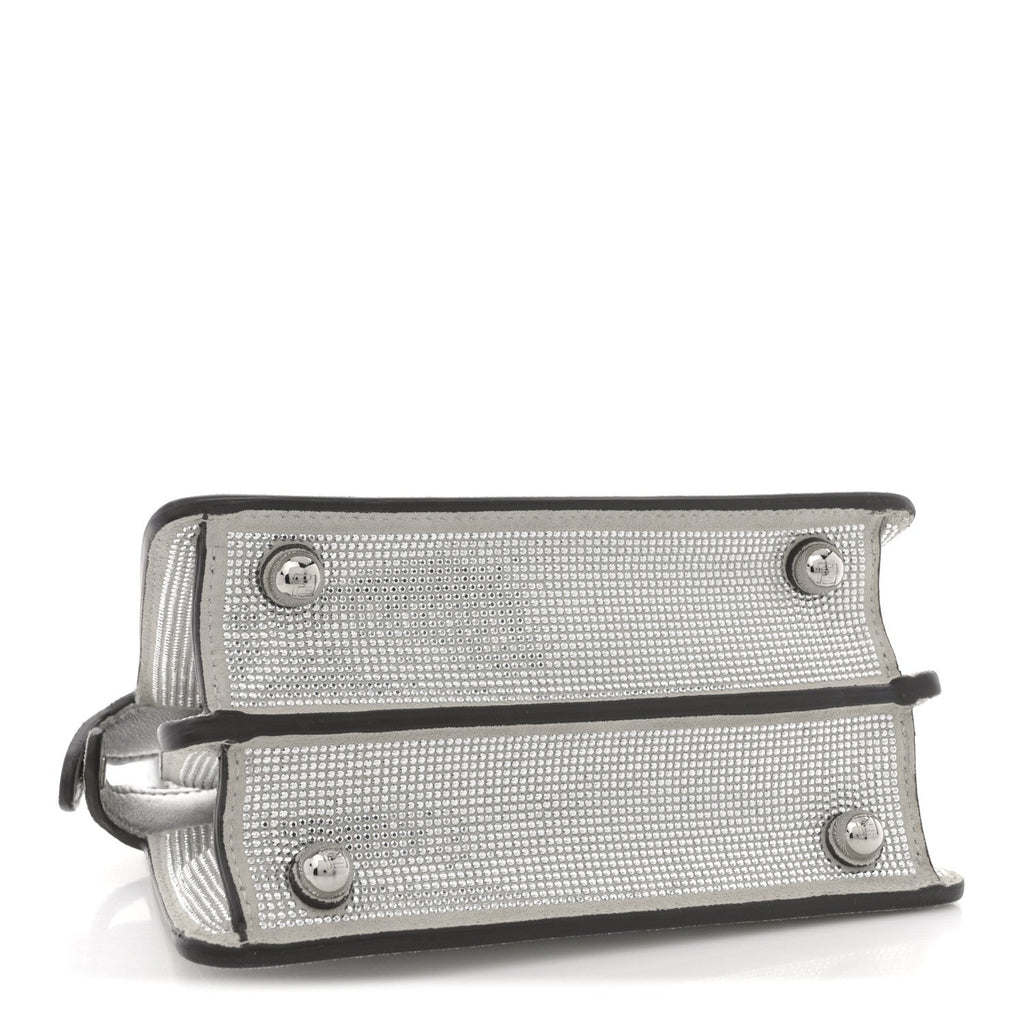 Crystal Vitello Laminato FF Petite Peekaboo I SEE U Satchel Crystal Argento