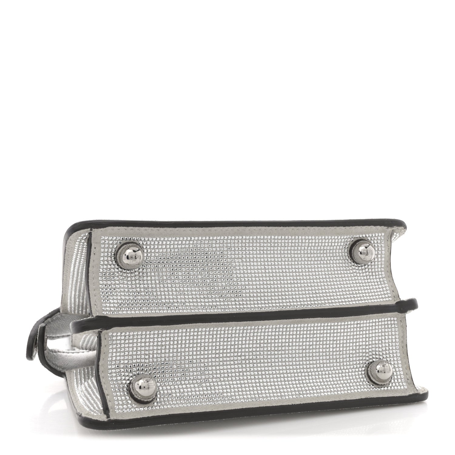 Crystal Vitello Laminato FF Petite Peekaboo I SEE U Satchel Crystal Argento