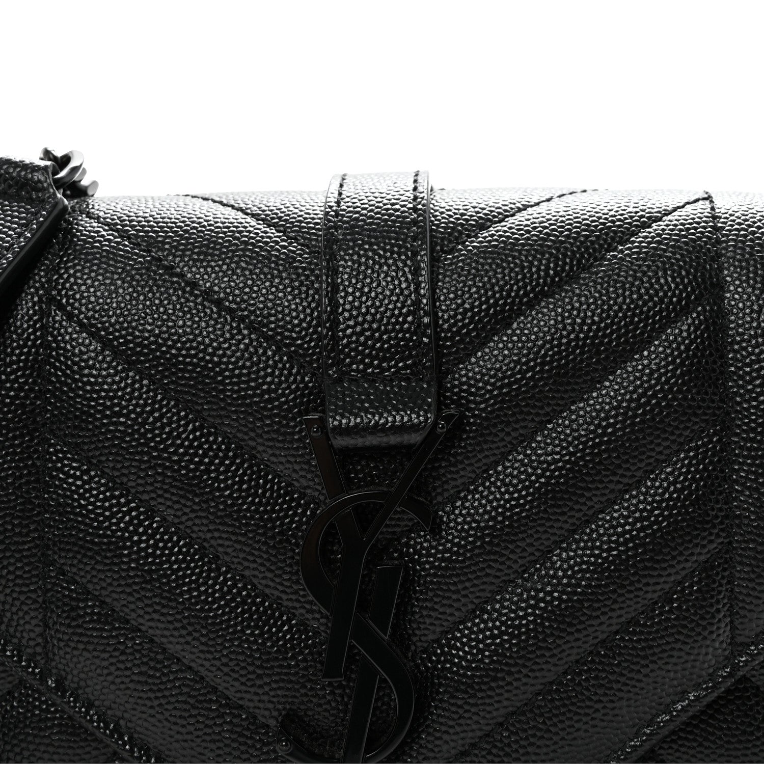 Grain De Poudre Textured Mixed Matelasse Triquilt Small Monogram Monochrome Satchel Black