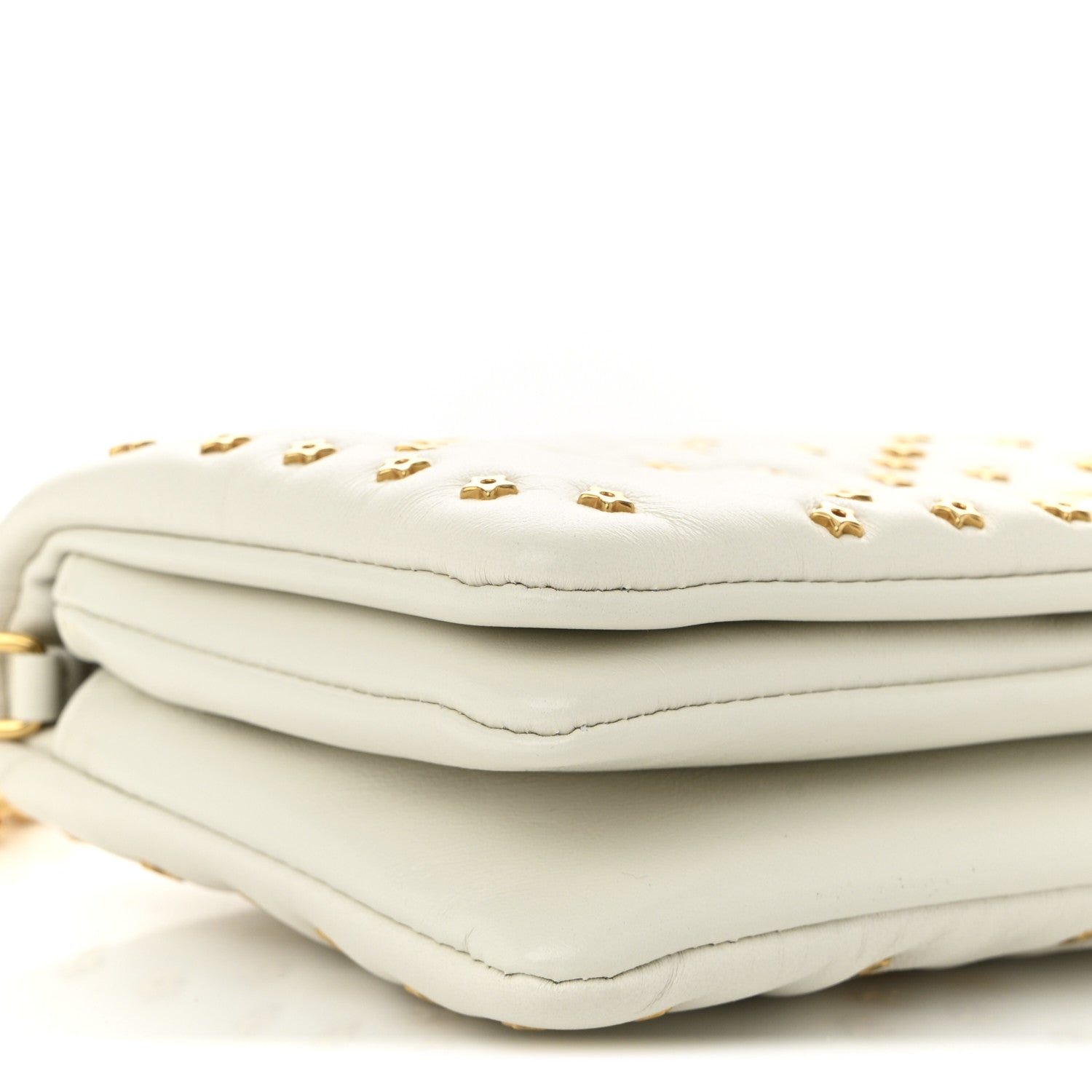 Lambskin Macrocannage Lucky Star Studded Caro Pouch Latte