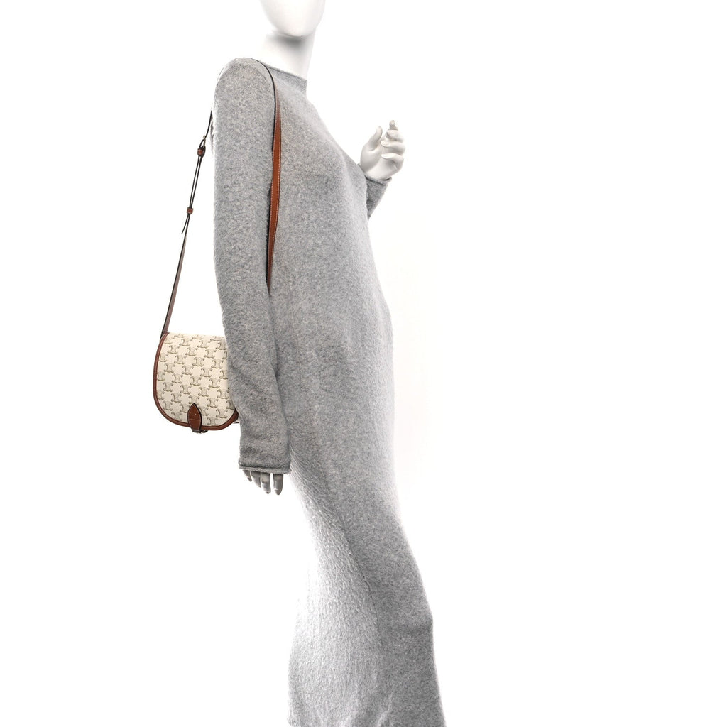 Triomphe Canvas Medium Folco Bag White