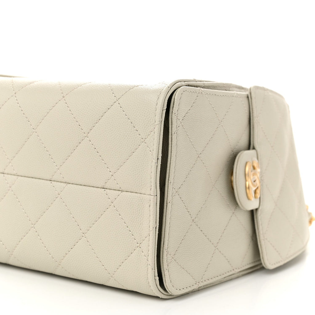 Caviar Quilted Small Chanel 25 Handbag Light Grey