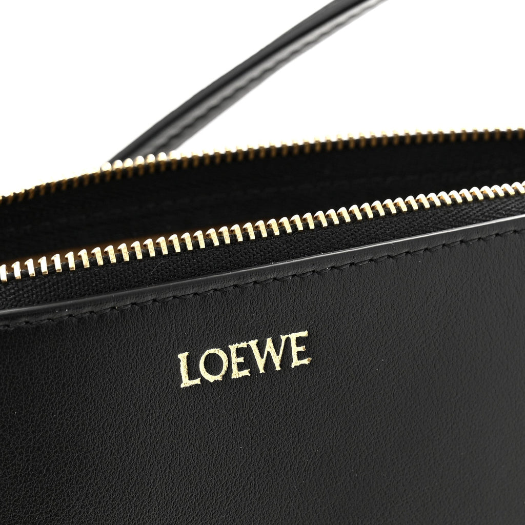 Shiny Calfskin Puzzle Fold Pouch Black