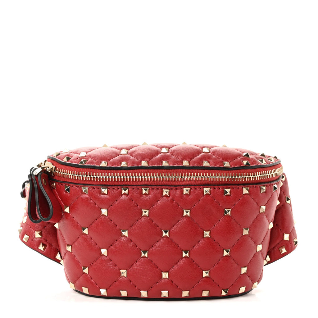 Lambskin Free Rockstud Spike Belt Bag 85 Rosso Valentino