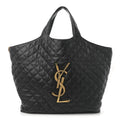 Lambskin Quilted Maxi Icare Shopping Tote Black