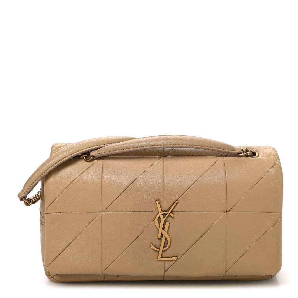 Lambskin Patchwork Monogram Medium Jamie Beige