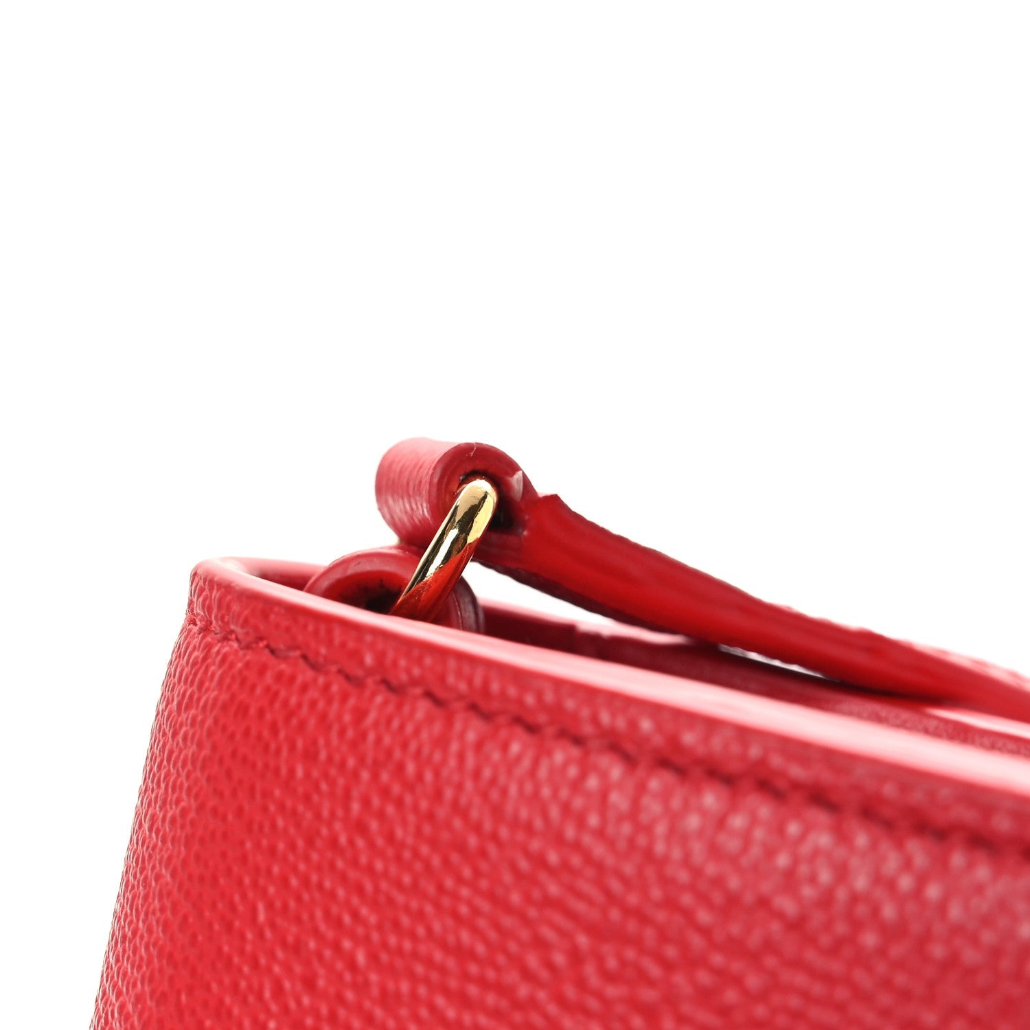 Grainy Calfskin Logo Henley Wallet On Chain Red