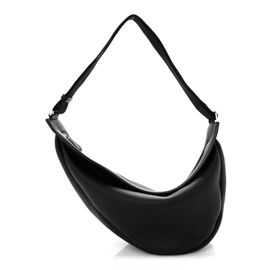 Grained Calfskin Large Slouchy Banana Bag Black