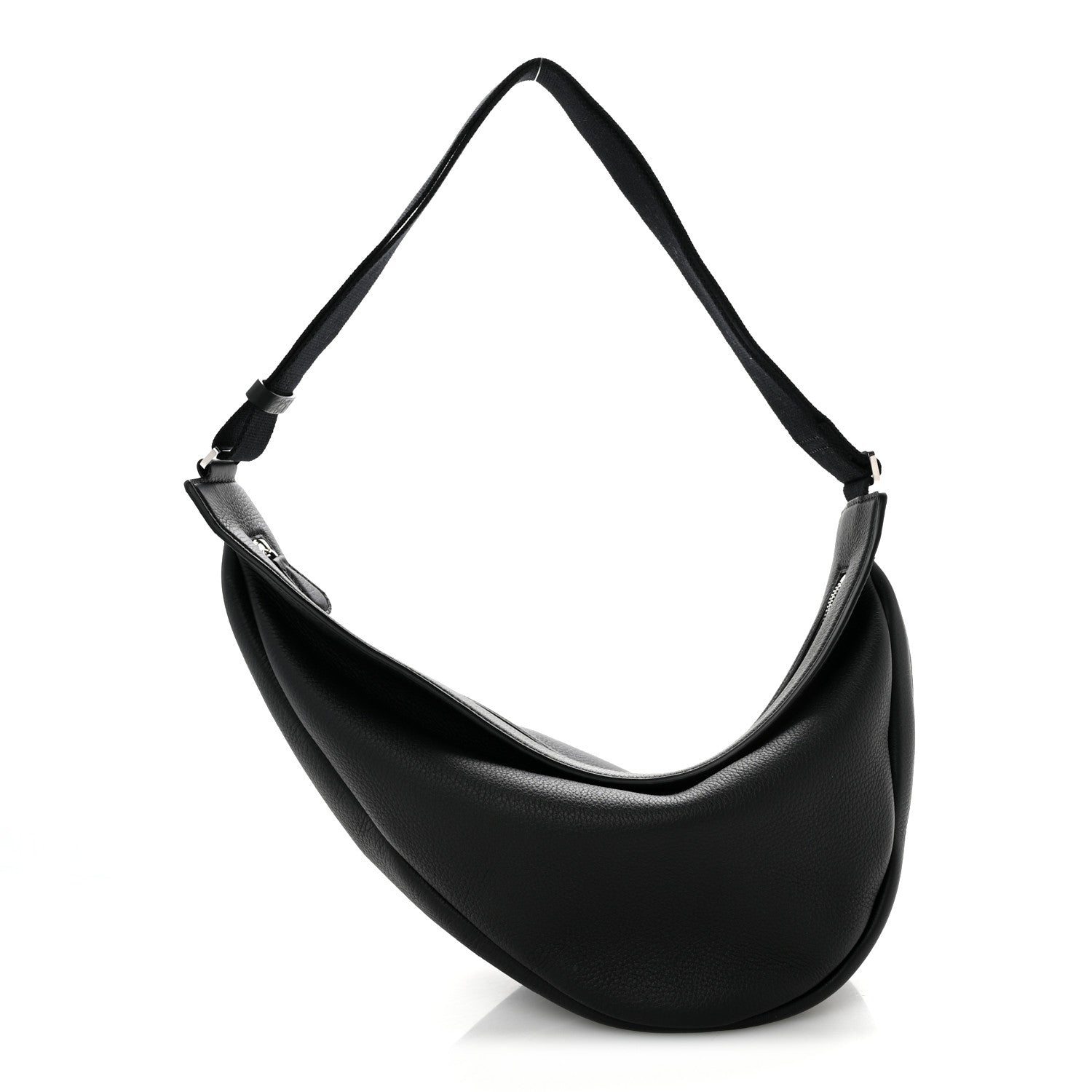 Grained Calfskin Large Slouchy Banana Bag Black
