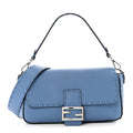 Cuoio Roma Sellerissima Nappa Sintetica Tape Stitch Baguette Placca Placca Argento Blue