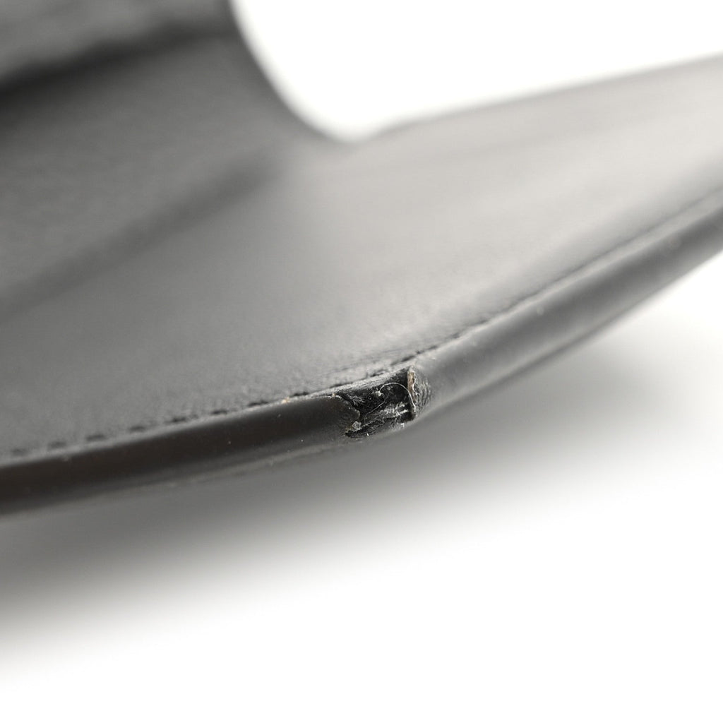 Grained Calfskin Icon Vertical Bifold  Holder Black